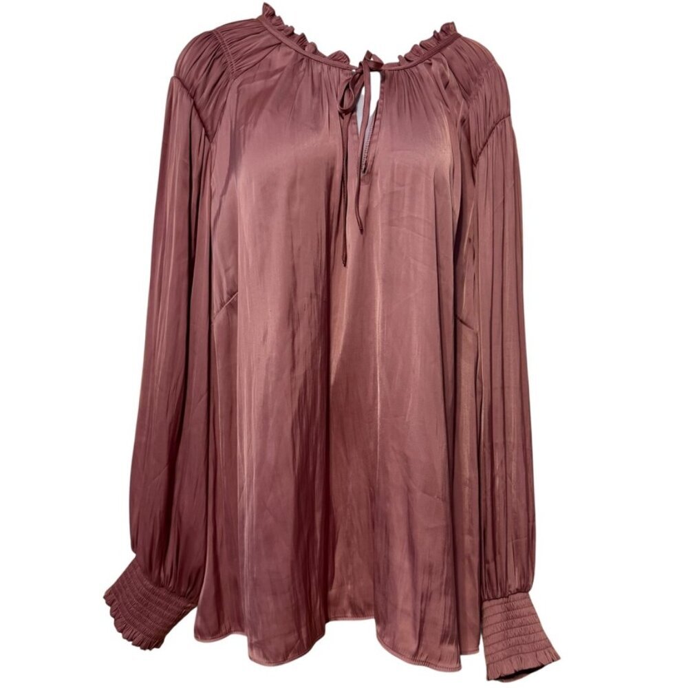 Rachel Zoe‎ Blouse Top SZ 3X Boho Long Sleeve Oversized Satin